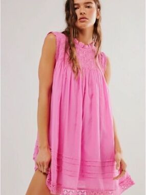 Free People Mini Dress in Sugar Magnolia (Light Pink)